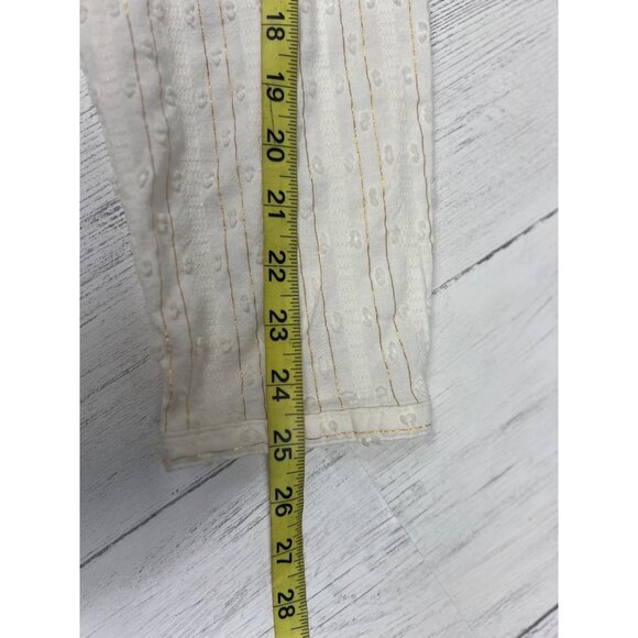 Croft & Barrow Womens XL White Gold Striped Textured Button-Front Blouse - Picture 8 of 16